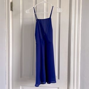 Chiffon open back royal blue dress